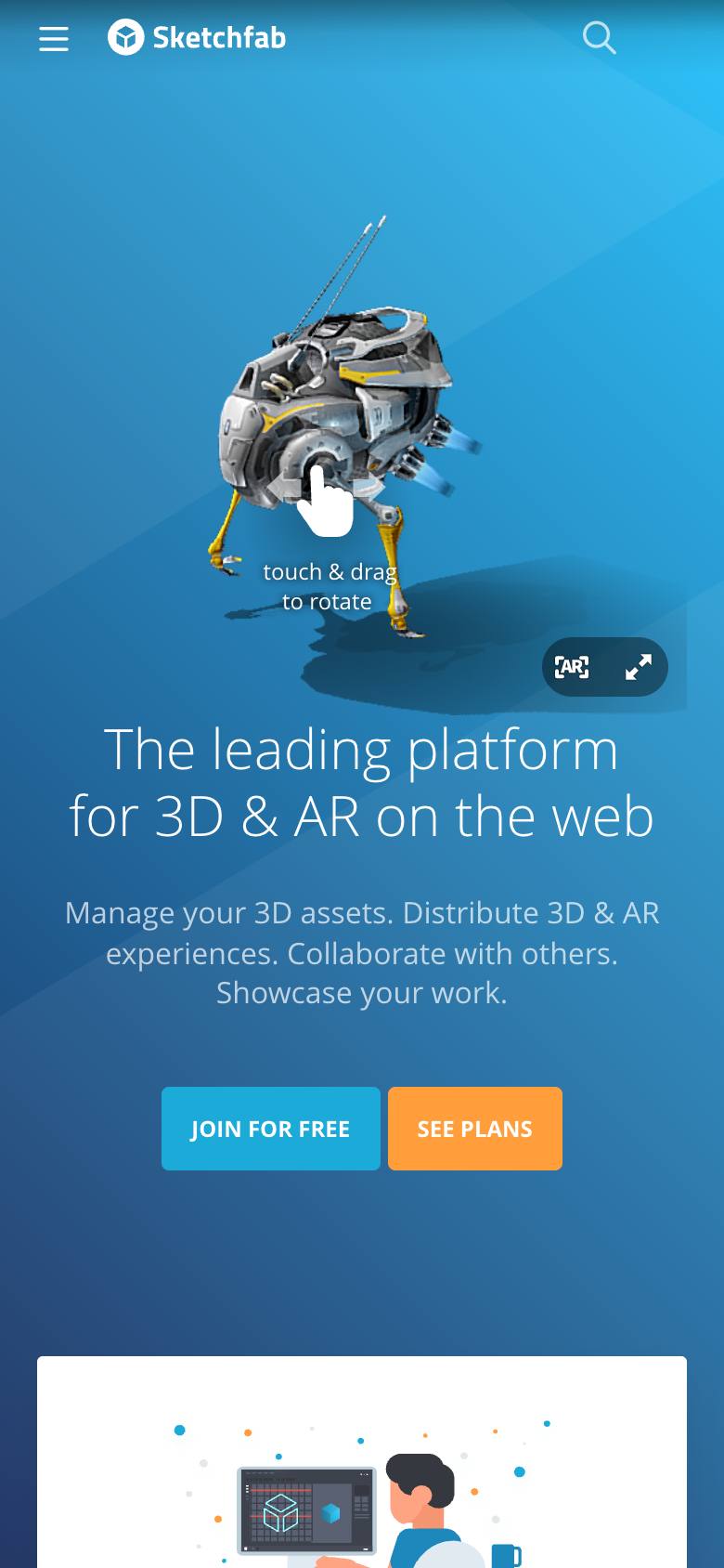 Page d'accueil de Sketchfab